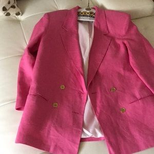 Pink double breasted blazer